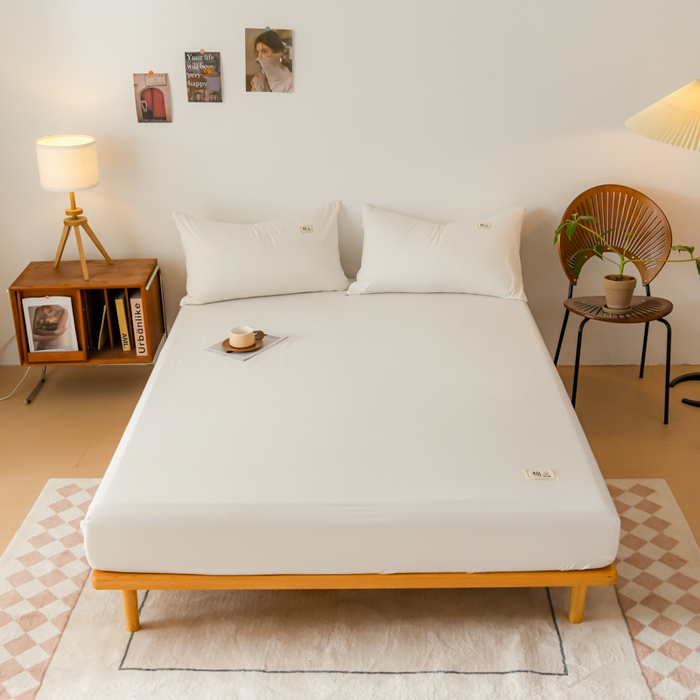 花香四季家纺 2025新款喷气A类全棉13376斜纹纯棉床笠单件三件套四季通用款 白色