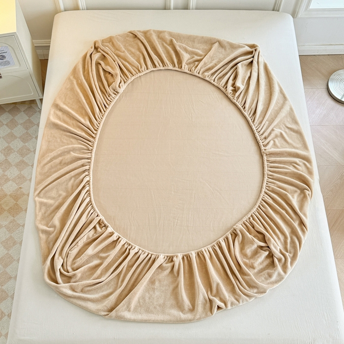 91家纺网 家纺一手货源 找家纺 眠博士 2025新款简约牛奶绒纯色单床笠 牛奶绒床笠-暖咖