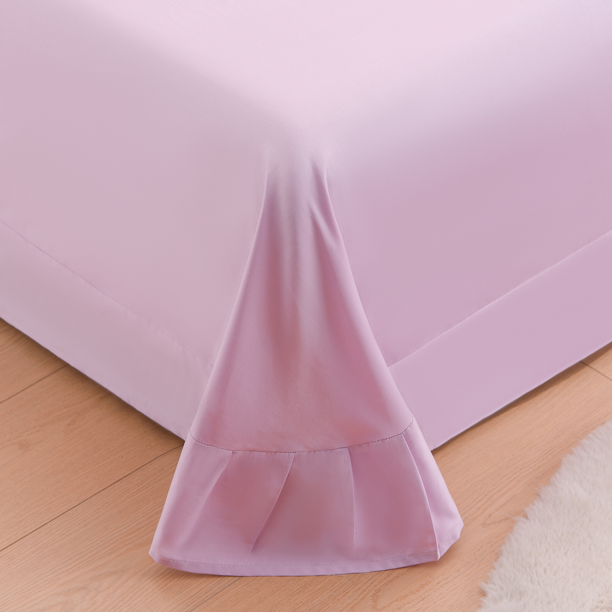 91家纺网 家纺一手货源 找家纺 绒小宣 2025新款13372全棉绣花四件套-梦幻兔 兔熊-粉紫