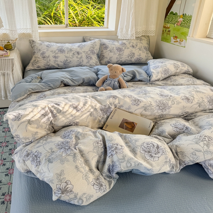 优兰朵  2025新款超柔云感木棉印花小清新四件套 晨雾汀兰