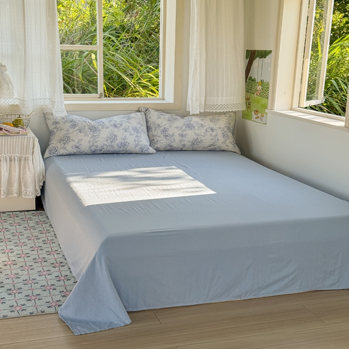 91家纺网 家纺一手货源 找家纺 优兰朵  2025新款超柔云感木棉印花小清新四件套 晨雾汀兰