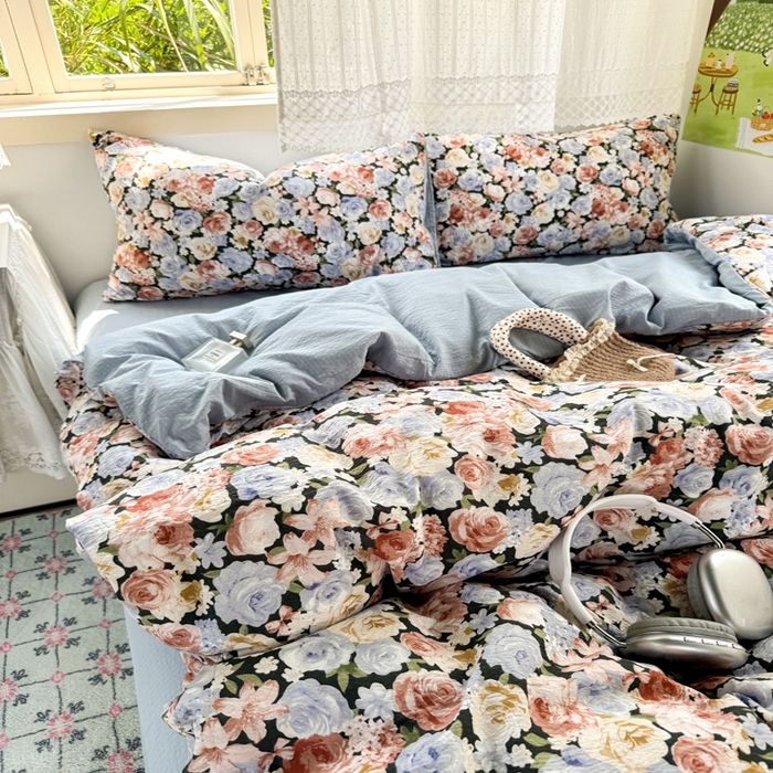 91家纺网 家纺一手货源 找家纺 优兰朵  2025新款超柔云感木棉印花小清新四件套 梵高