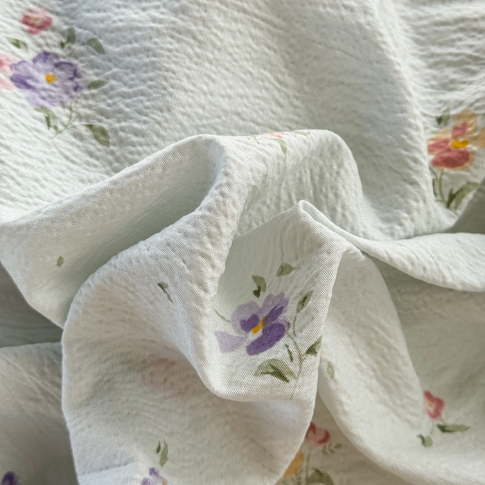 91家纺网 家纺一手货源 找家纺 优兰朵  2025新款超柔云感木棉印花小清新四件套 风信子