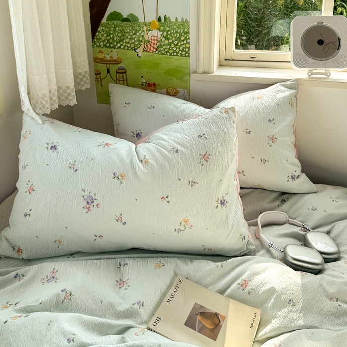 91家纺网 家纺一手货源 找家纺 优兰朵  2025新款超柔云感木棉印花小清新四件套 风信子