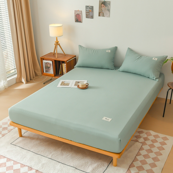 91家纺网 家纺一手货源 找家纺 花香四季家纺 2025新款喷气A类全棉13376斜纹纯棉床笠单件三件套四季通用款 豆绿