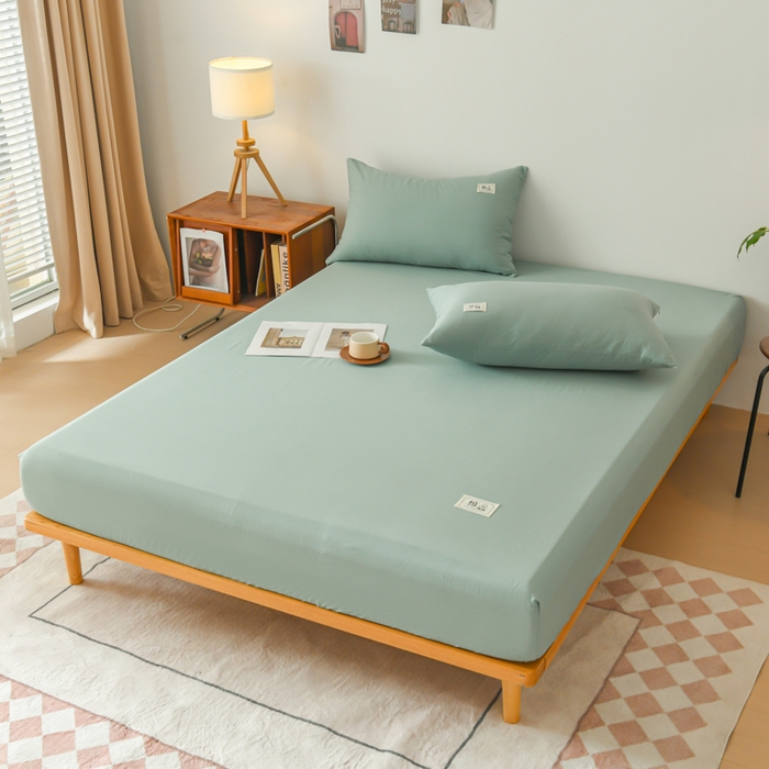 91家纺网 家纺一手货源 找家纺 花香四季家纺 2025新款喷气A类全棉13376斜纹纯棉床笠单件三件套四季通用款 豆绿