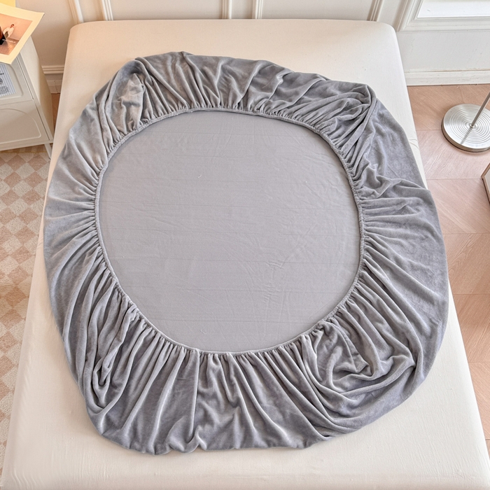 91家纺网 家纺一手货源 找家纺 眠博士 2025新款简约牛奶绒纯色单床笠 牛奶绒床笠-浅灰