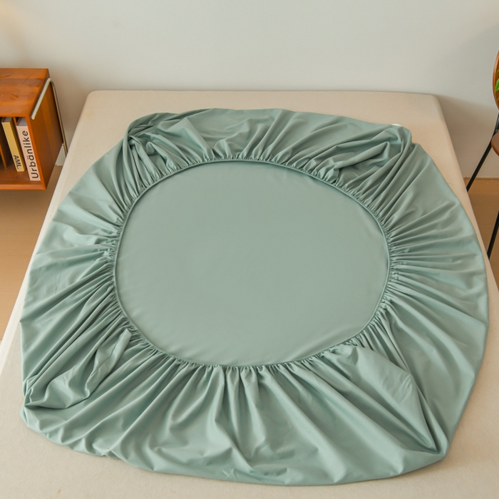 91家纺网 家纺一手货源 找家纺 花香四季家纺 2025新款喷气A类全棉13376斜纹纯棉床笠单件三件套四季通用款 豆绿