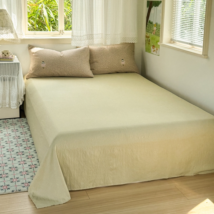 91家纺网 家纺一手货源 找家纺 优兰朵  2025新款超柔云感木棉印花小清新四件套 开心女孩-咖