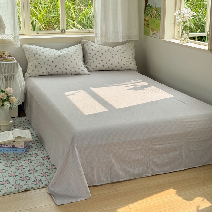 91家纺网 家纺一手货源 找家纺 优兰朵  2025新款超柔云感木棉印花小清新四件套 木槿