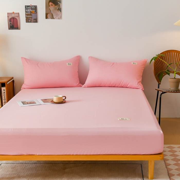 91家纺网 家纺一手货源 找家纺 花香四季家纺 2025新款喷气A类全棉13376斜纹纯棉床笠单件三件套四季通用款 粉色