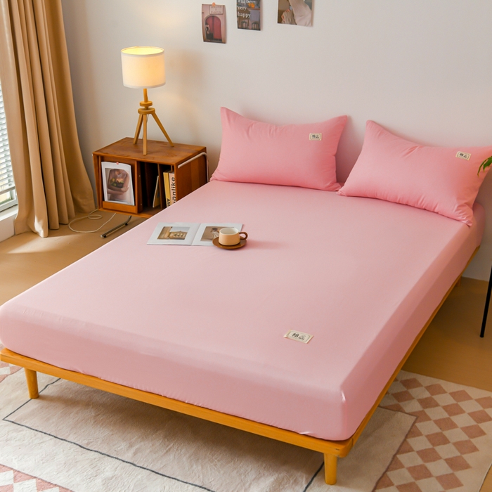 91家纺网 家纺一手货源 找家纺 花香四季家纺 2025新款喷气A类全棉13376斜纹纯棉床笠单件三件套四季通用款 粉色