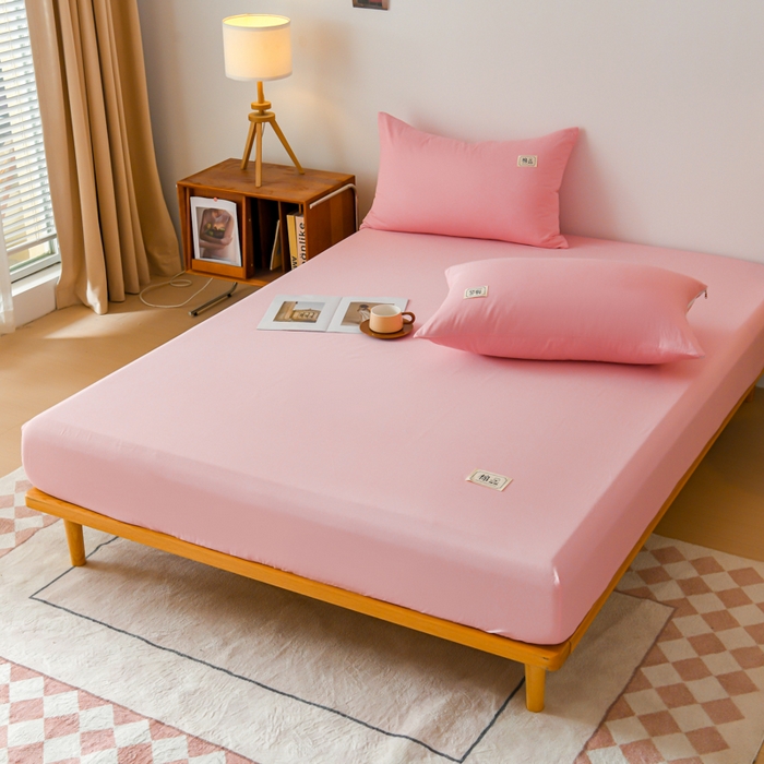 91家纺网 家纺一手货源 找家纺 花香四季家纺 2025新款喷气A类全棉13376斜纹纯棉床笠单件三件套四季通用款 粉色