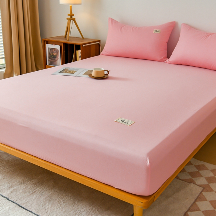 91家纺网 家纺一手货源 找家纺 花香四季家纺 2025新款喷气A类全棉13376斜纹纯棉床笠单件三件套四季通用款 粉色