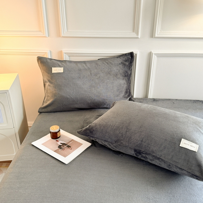 91家纺网 家纺一手货源 找家纺 眠博士 2025新款简约牛奶绒纯色单床笠 牛奶绒床笠-深灰