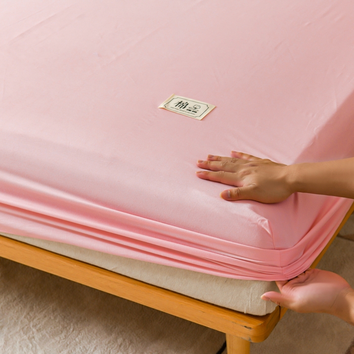 91家纺网 家纺一手货源 找家纺 花香四季家纺 2025新款喷气A类全棉13376斜纹纯棉床笠单件三件套四季通用款 粉色