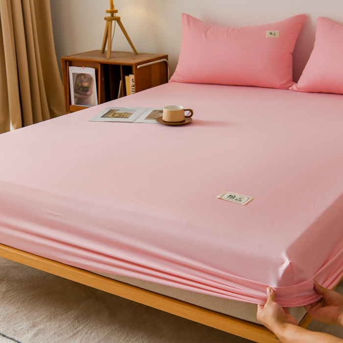 91家纺网 家纺一手货源 找家纺 花香四季家纺 2025新款喷气A类全棉13376斜纹纯棉床笠单件三件套四季通用款 粉色