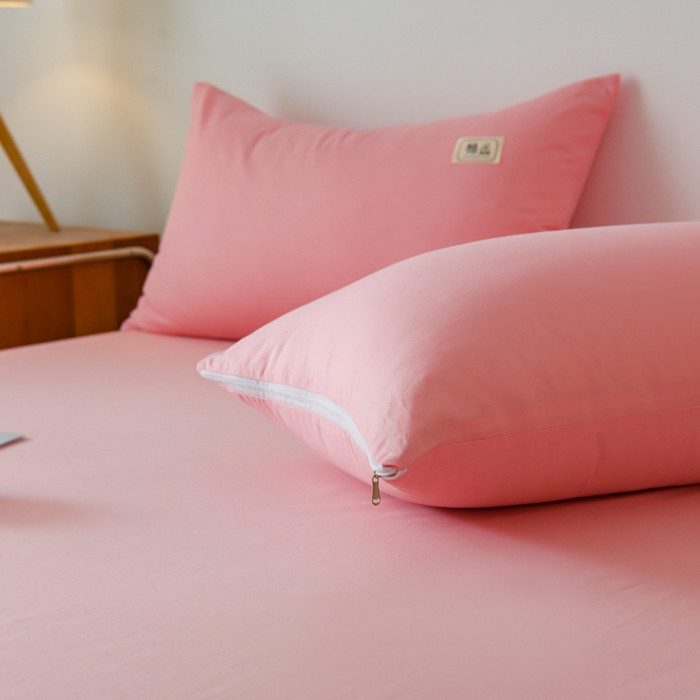 91家纺网 家纺一手货源 找家纺 花香四季家纺 2025新款喷气A类全棉13376斜纹纯棉床笠单件三件套四季通用款 粉色