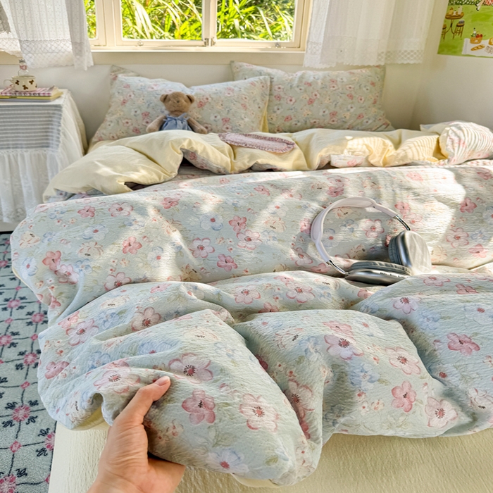 优兰朵  2025新款超柔云感木棉印花小清新四件套 勿忘我