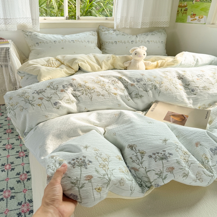 优兰朵  2025新款超柔云感木棉印花小清新四件套 小苍兰