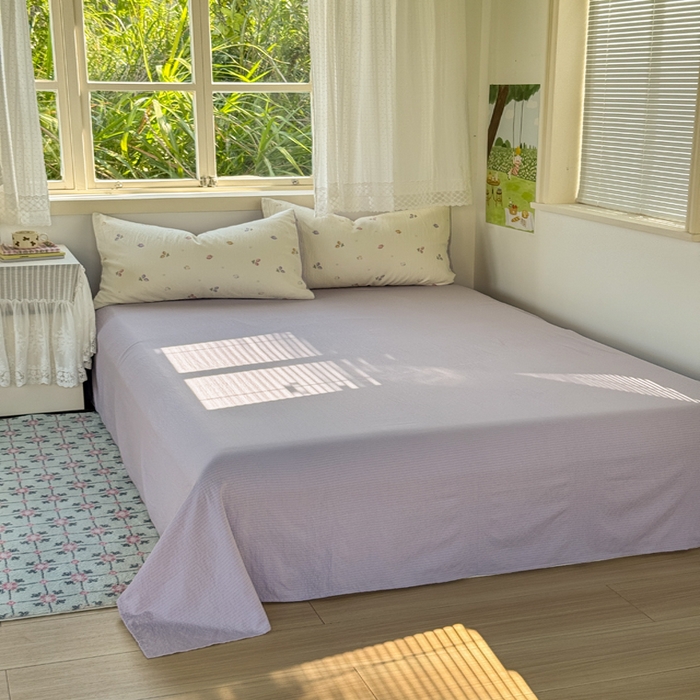 91家纺网 家纺一手货源 找家纺 优兰朵  2025新款超柔云感木棉印花小清新四件套 樱桃草莓