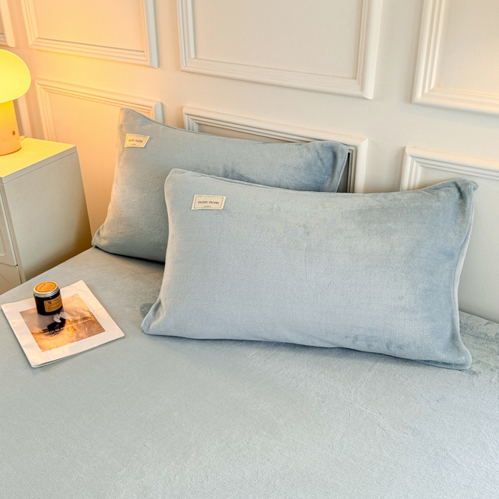 91家纺网 家纺一手货源 找家纺 眠博士 2025新款简约牛奶绒纯色单床笠 牛奶绒床笠-雾霾蓝