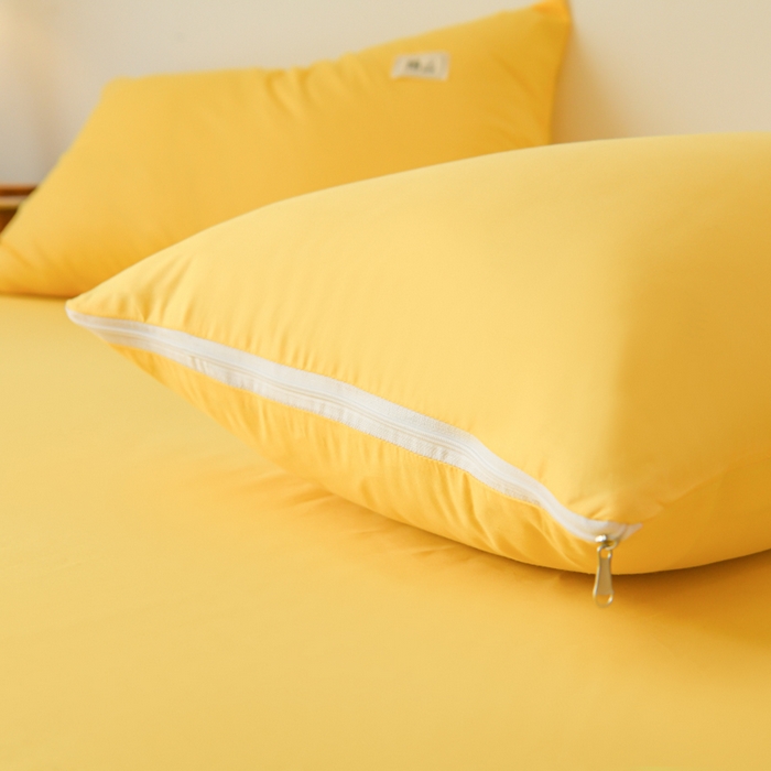 91家纺网 家纺一手货源 找家纺 花香四季家纺 2025新款喷气A类全棉13376斜纹纯棉床笠单件三件套四季通用款 姜黄