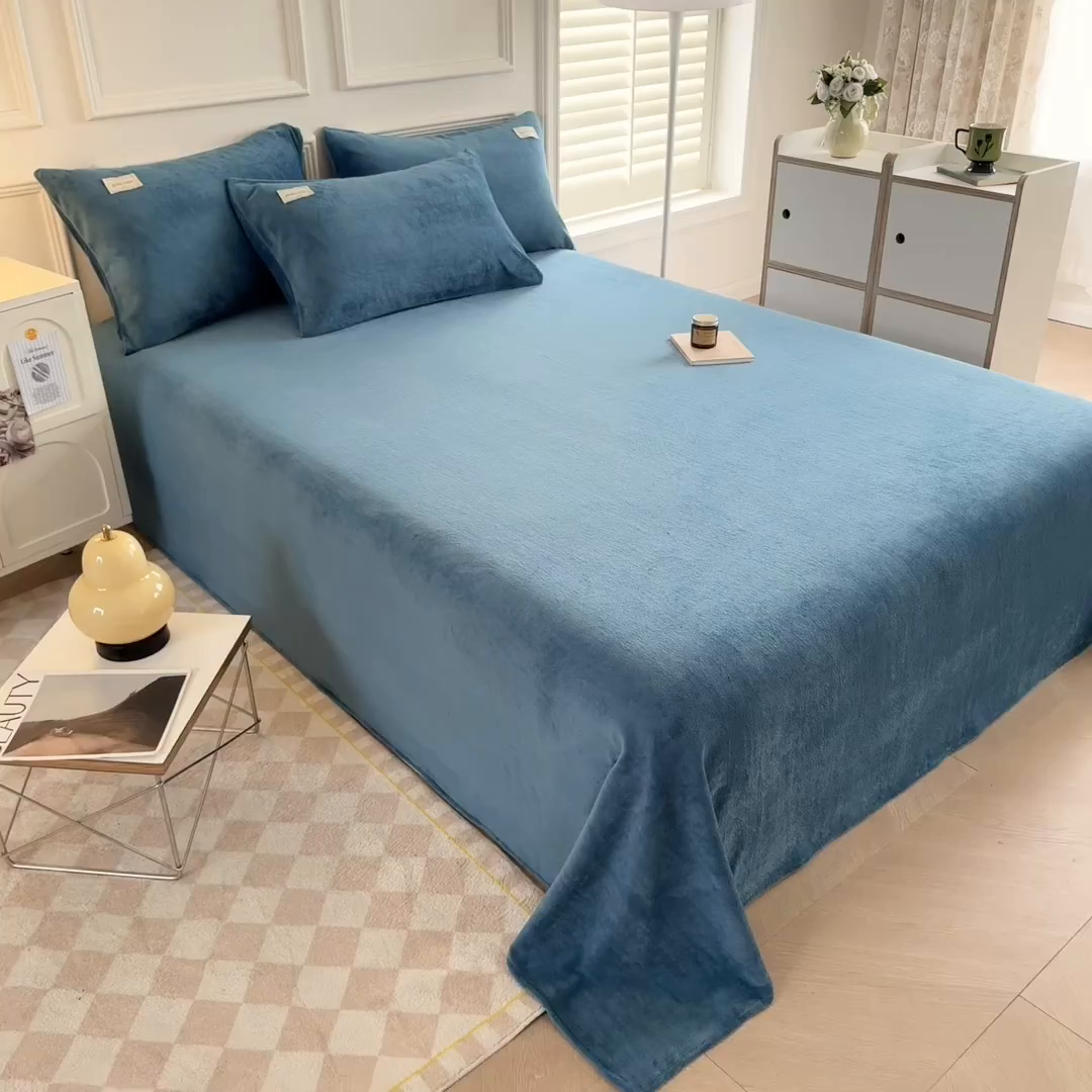 91家纺网 家纺一手货源 找家纺 （总）眠博士 2025新款简约牛奶绒纯色单床单