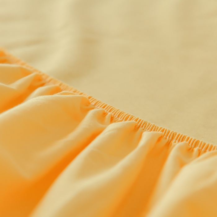 91家纺网 家纺一手货源 找家纺 花香四季家纺 2025新款喷气A类全棉13376斜纹纯棉床笠单件三件套四季通用款 姜黄