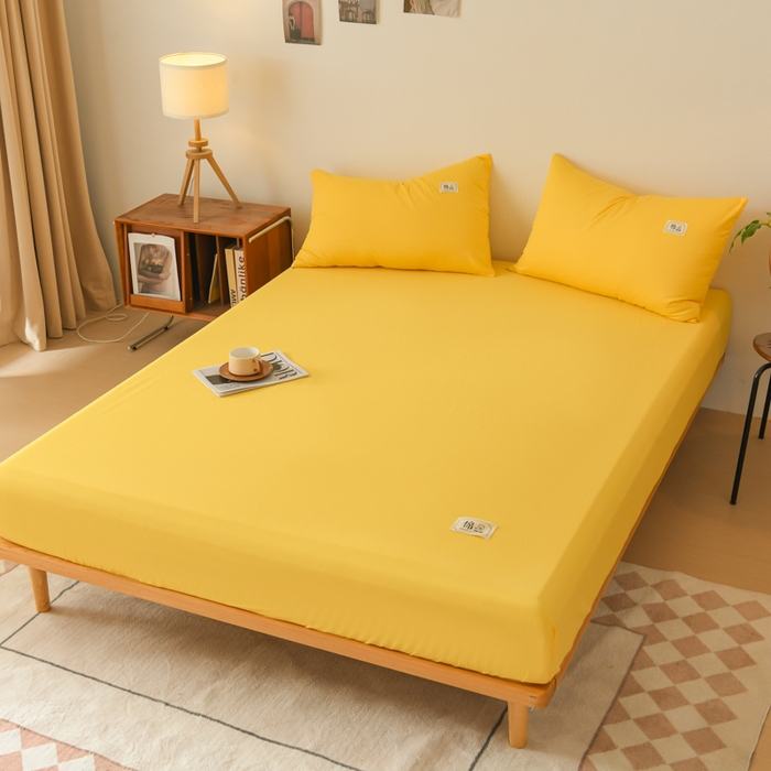 91家纺网 家纺一手货源 找家纺 花香四季家纺 2025新款喷气A类全棉13376斜纹纯棉床笠单件三件套四季通用款 姜黄