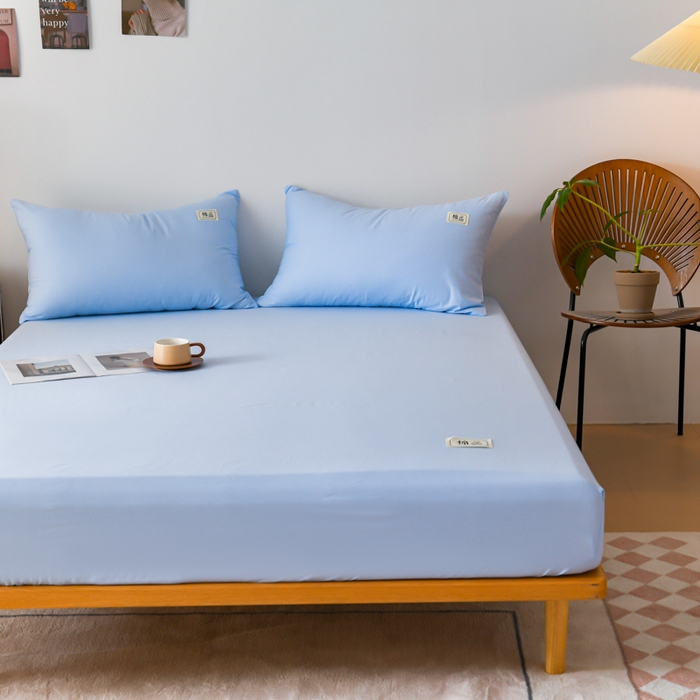 91家纺网 家纺一手货源 找家纺 花香四季家纺 2025新款喷气A类全棉13376斜纹纯棉床笠单件三件套四季通用款 蓝色