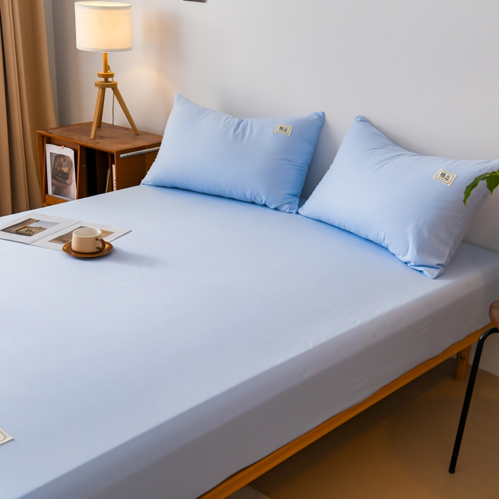 91家纺网 家纺一手货源 找家纺 花香四季家纺 2025新款喷气A类全棉13376斜纹纯棉床笠单件三件套四季通用款 蓝色