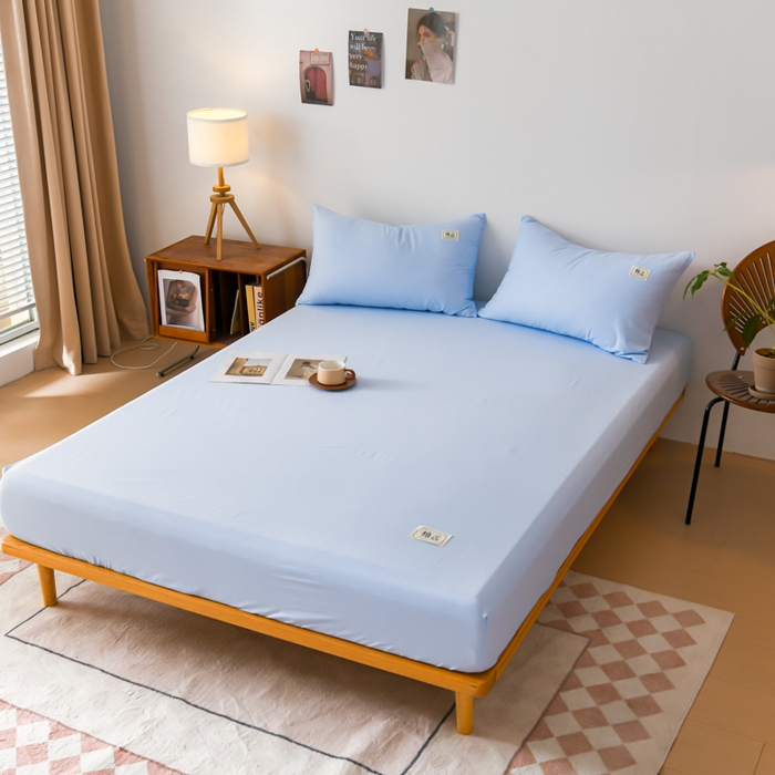 91家纺网 家纺一手货源 找家纺 花香四季家纺 2025新款喷气A类全棉13376斜纹纯棉床笠单件三件套四季通用款 蓝色