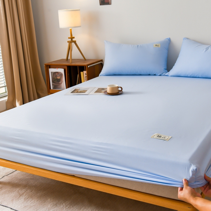 91家纺网 家纺一手货源 找家纺 花香四季家纺 2025新款喷气A类全棉13376斜纹纯棉床笠单件三件套四季通用款 蓝色