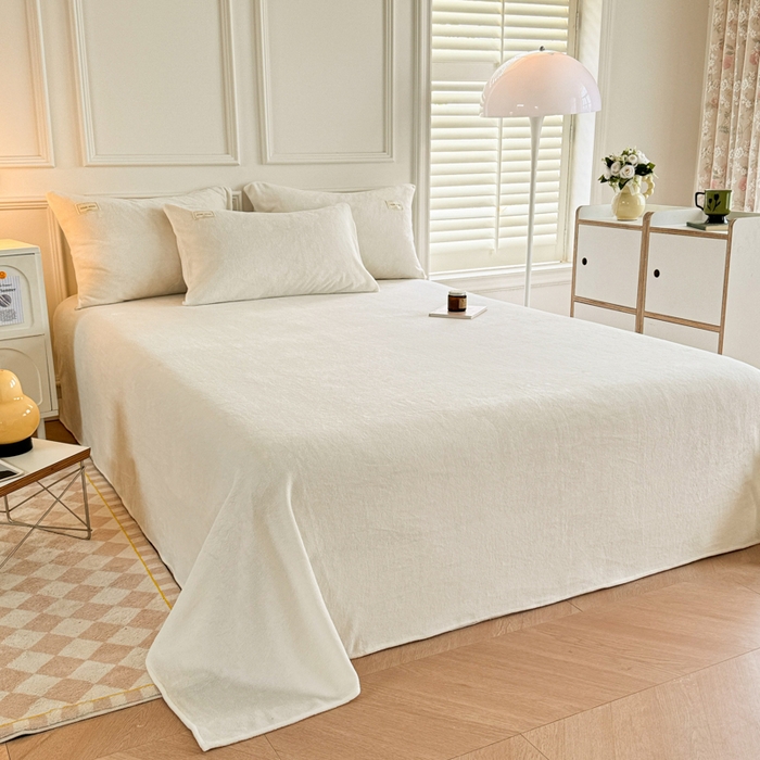 91家纺网 家纺一手货源 找家纺 （总）眠博士 2025新款简约牛奶绒纯色单床单