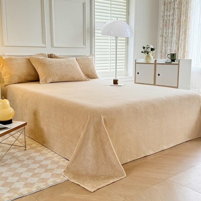 91家纺网 家纺一手货源 找家纺 （总）眠博士 2025新款简约牛奶绒纯色单床单