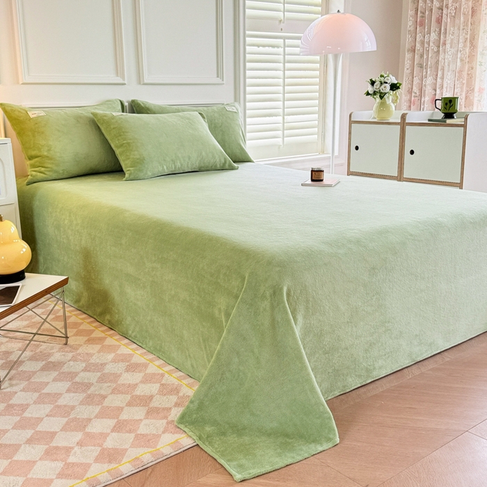 91家纺网 家纺一手货源 找家纺 （总）眠博士 2025新款简约牛奶绒纯色单床单