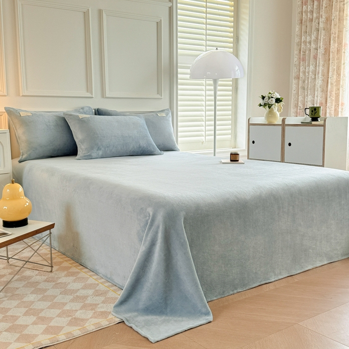 91家纺网 家纺一手货源 找家纺 （总）眠博士 2025新款简约牛奶绒纯色单床单