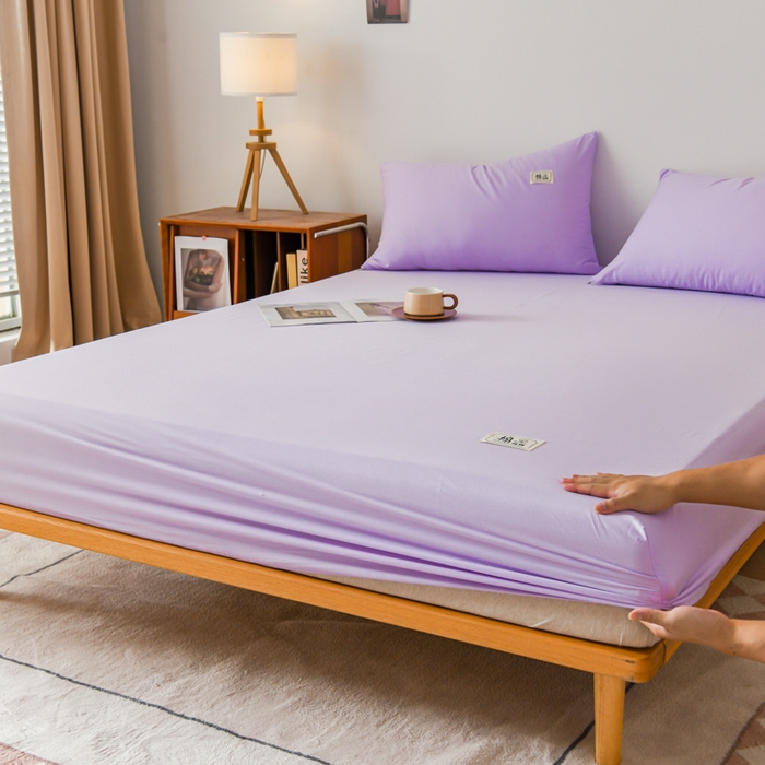 91家纺网 家纺一手货源 找家纺 花香四季家纺 2025新款喷气A类全棉13376斜纹纯棉床笠单件三件套四季通用款 紫色