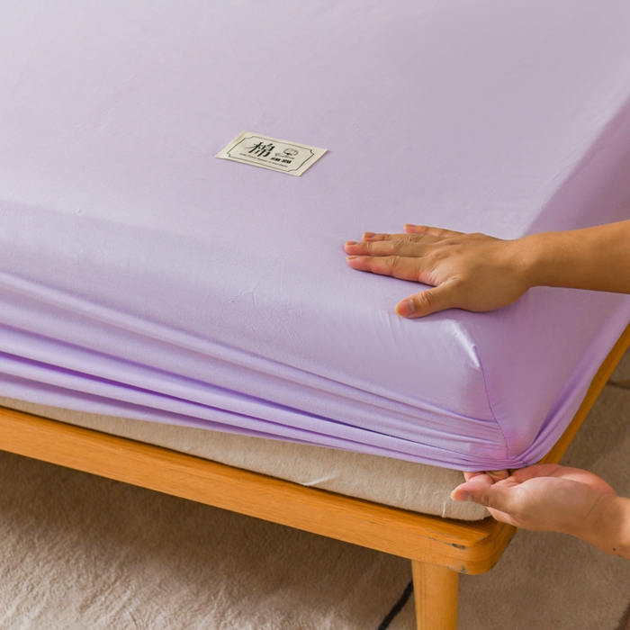 91家纺网 家纺一手货源 找家纺 花香四季家纺 2025新款喷气A类全棉13376斜纹纯棉床笠单件三件套四季通用款 紫色