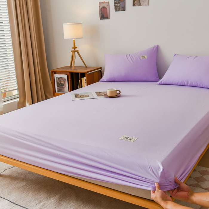 91家纺网 家纺一手货源 找家纺 花香四季家纺 2025新款喷气A类全棉13376斜纹纯棉床笠单件三件套四季通用款 紫色