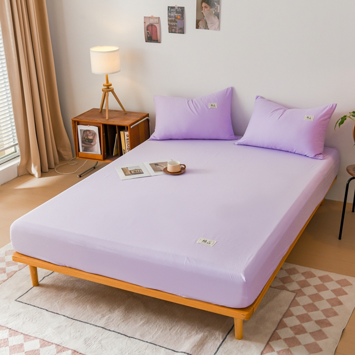 91家纺网 家纺一手货源 找家纺 花香四季家纺 2025新款喷气A类全棉13376斜纹纯棉床笠单件三件套四季通用款 紫色