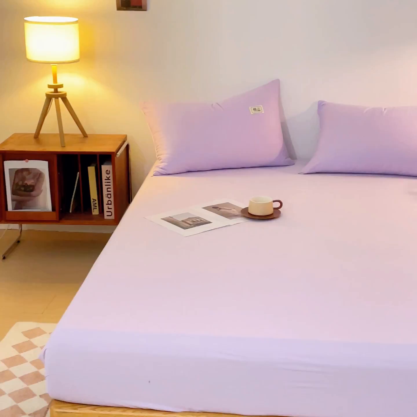 91家纺网 家纺一手货源 找家纺 花香四季家纺 2025新款喷气A类全棉13376斜纹纯棉床笠单件三件套四季通用款 紫色