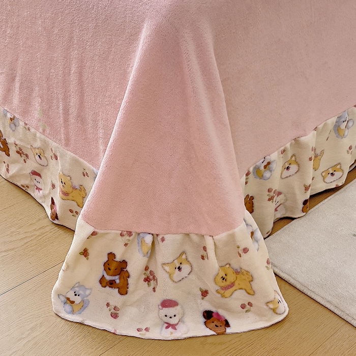 91家纺网 家纺一手货源 找家纺 找底底家纺 2025新款韩版加厚8斤牛奶绒花边四件套（日发50套优惠10元一套） 萌宠粉甜窝