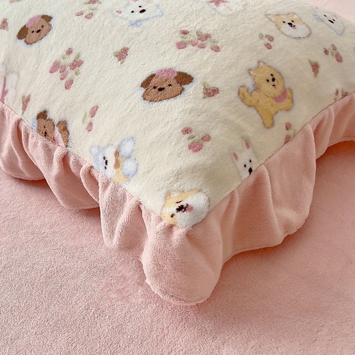 91家纺网 家纺一手货源 找家纺 找底底家纺 2025新款韩版加厚8斤牛奶绒花边四件套（日发50套优惠10元一套） 萌宠粉甜窝