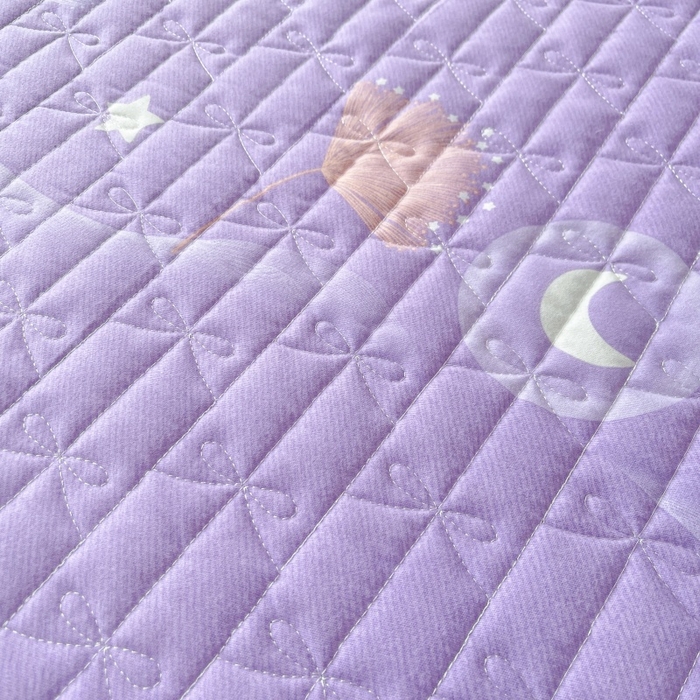 91家纺网 家纺一手货源 找家纺 缦彩 2025新款全棉加厚夹棉磨毛纯棉床裙套件公主风印花防滑床罩四件套-夹棉款 花信光夕紫