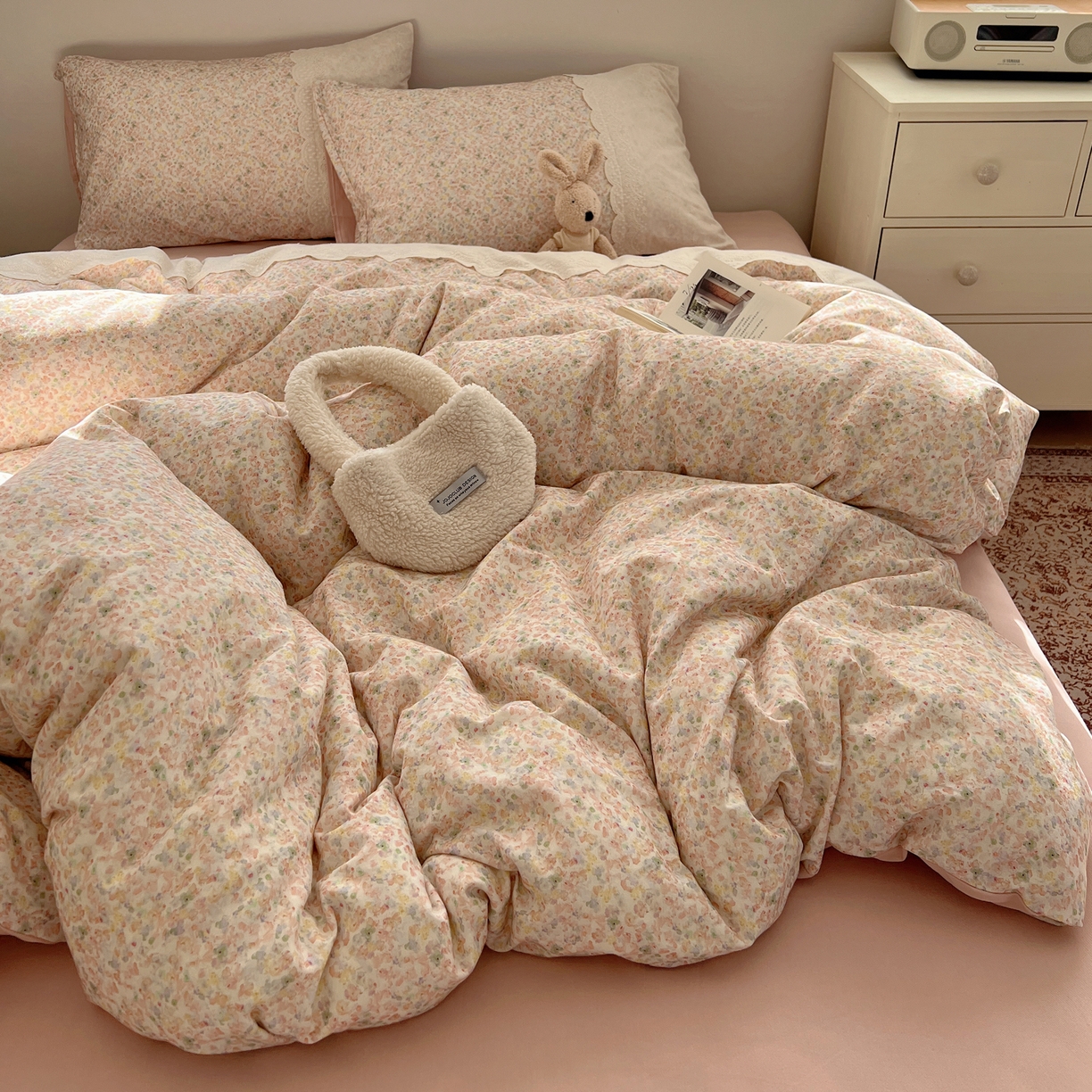 91家纺网 家纺一手货源 找家纺 （总）XIWEN-希文家纺 2025新款全棉淑女花边数码印花磨毛四件套