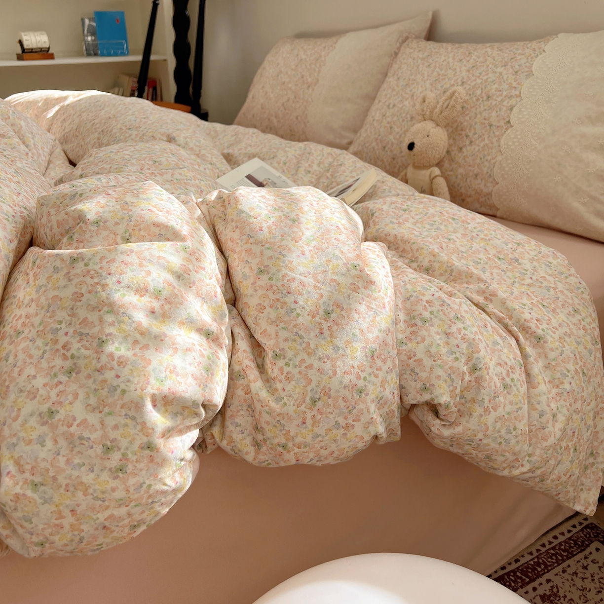 91家纺网 家纺一手货源 找家纺 （总）XIWEN-希文家纺 2025新款全棉淑女花边数码印花磨毛四件套