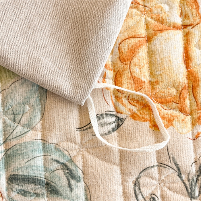 91家纺网 家纺一手货源 找家纺 缦彩 2025新款全棉加厚夹棉磨毛纯棉床裙套件公主风印花防滑床罩四件套-夹棉款 苏菲庄园-桔