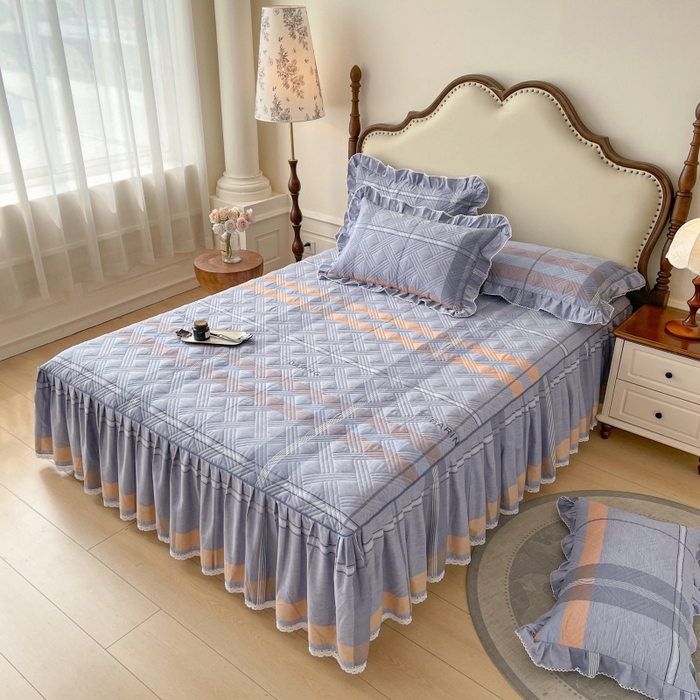 91家纺网 家纺一手货源 找家纺 缦彩 2025新款全棉加厚夹棉磨毛纯棉床裙套件公主风印花防滑床罩四件套-夹棉款 索伦格